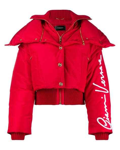 versace red puffer jacket|Meer.